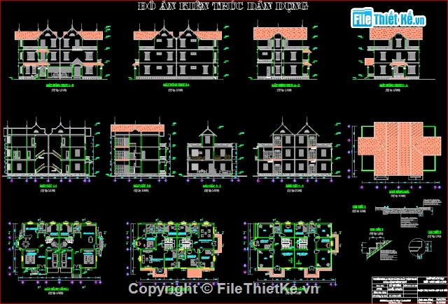 biệt thự ghép khối 2.5 tầng,đồ án tốt nghiệp,mẫu đồ án biệt thự