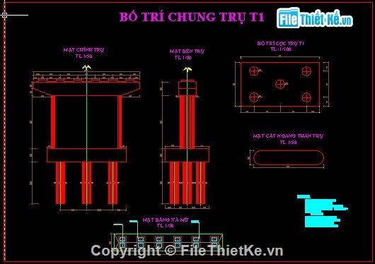 đủ bản vẽ và thuyết minh,thiết kế chi tiết trụ cầu đầy đủ bản vẽ cad,thiết kế cầu,bản vẽ thiết kế