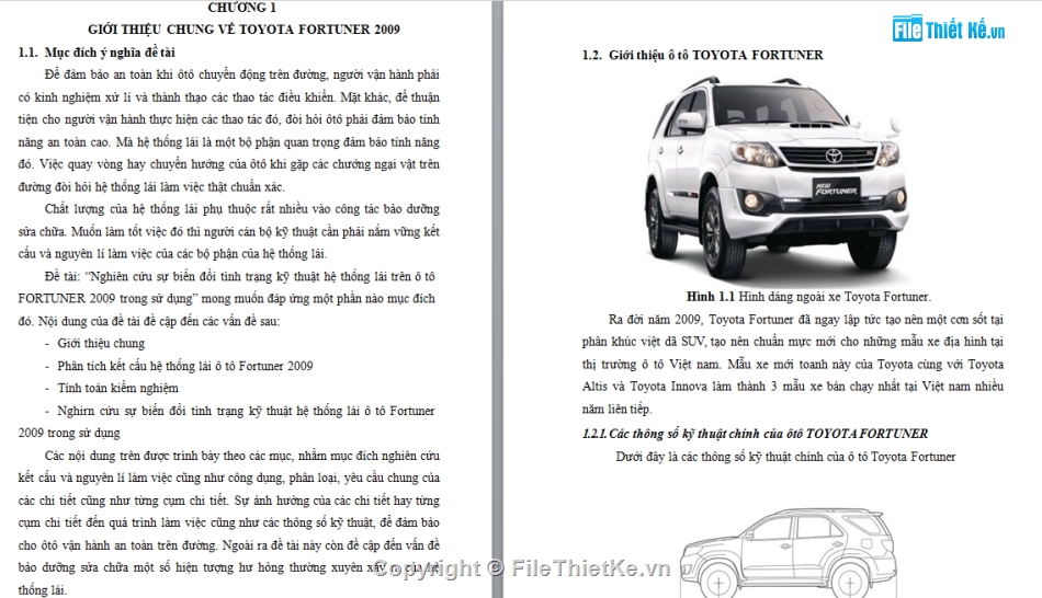 Đồ án hệ thống lái,hệ thống lái hệ thống lái xe,đồ án ô tô Fortuner 2009