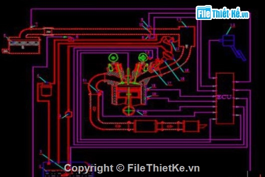 hệ thống phun xăng điện tử EFI,Toyota Camry 2007,bản vẽ CAD,sơ đồ EFI