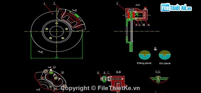 đồ án phanh đĩa Hyundai Accent,thiết kế hệ thống phanh xe con,bản vẽ phanh đĩa ô tô,đồ án cơ khí ô tô