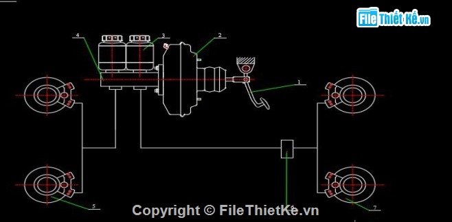 đồ án phanh đĩa Hyundai Accent,thiết kế hệ thống phanh xe con,bản vẽ phanh đĩa ô tô,đồ án cơ khí ô tô