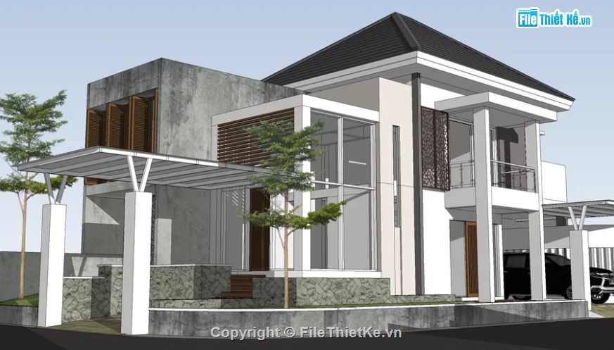 Model su biệt thự 2 tầng,biệt thự 2 tầng file su,file sketchup biệt thự 2 tầng,biệt thự 2 tầng file sketchup