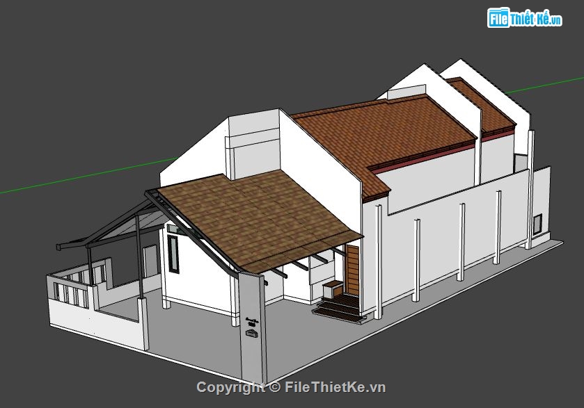 biệt thự 1 tầng,file su biệt thự 1 tầng,biệt thự 1 tầng sketchup