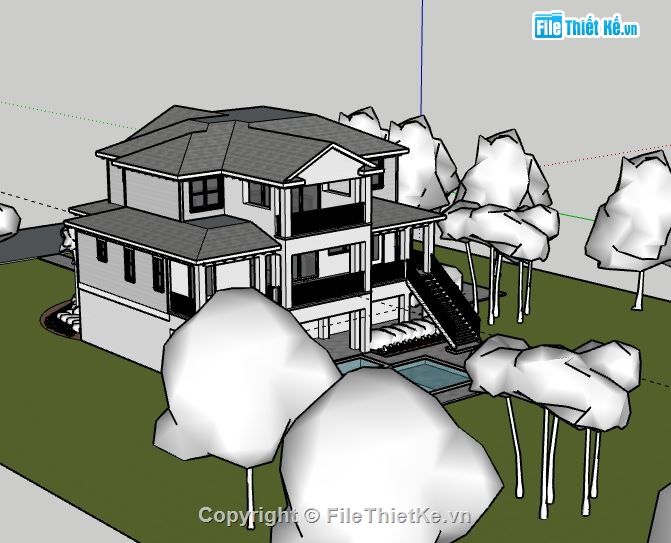 Biệt thự 2 tầng,model su biệt thự 2 tầng,biệt thự 2 tầng file su