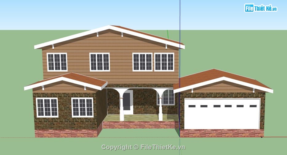 Biệt thự 2 tầng,model su biệt thự 2 tầng,biệt thự 2 tầng file su,file sketchup biệt thự 2 tầng