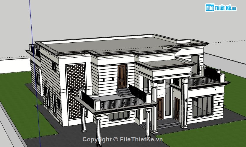 Biệt thự 2 tầng,model su biệt thự 2 tầng,biệt thự 2 tầng sketchup