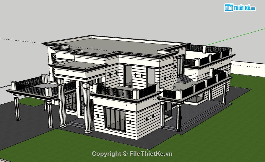 Biệt thự 2 tầng,model su biệt thự 2 tầng,biệt thự 2 tầng sketchup