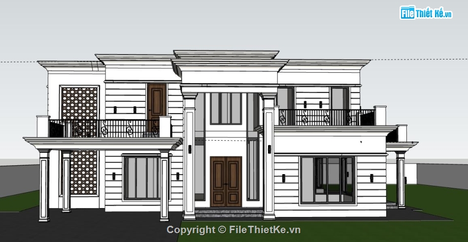 Biệt thự 2 tầng,model su biệt thự 2 tầng,biệt thự 2 tầng sketchup