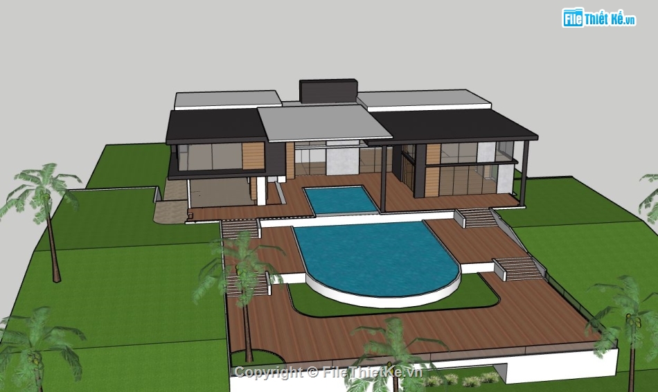 Biệt thự 2 tầng,model su biệt thự 2 tầng,file sketchup biệt thự 2 tầng