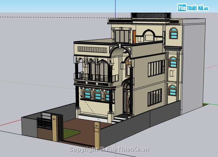 Biệt thự 3 tầng,model su biệt thự 3 tầng,biệt thự 3 tầng file sketchup