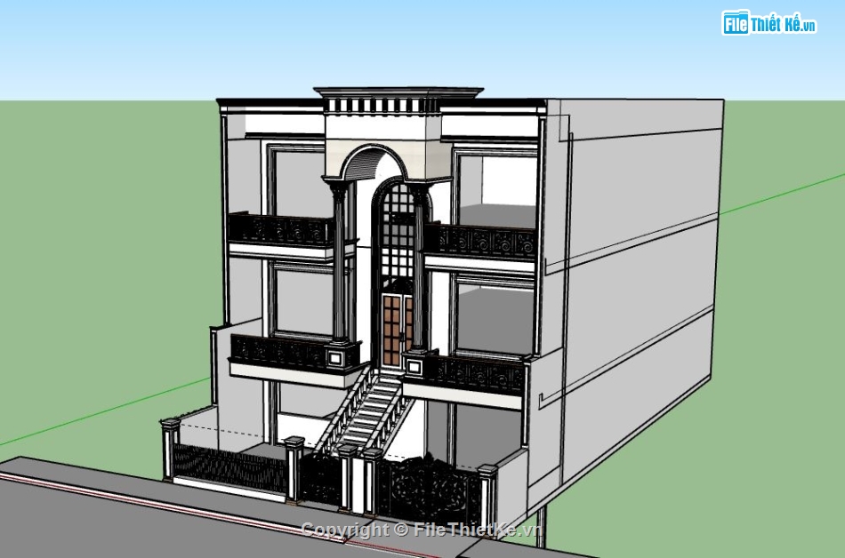 Biệt thự 3 tầng,model su biệt thự 3 tầng,biệt thự 3 tầng file su