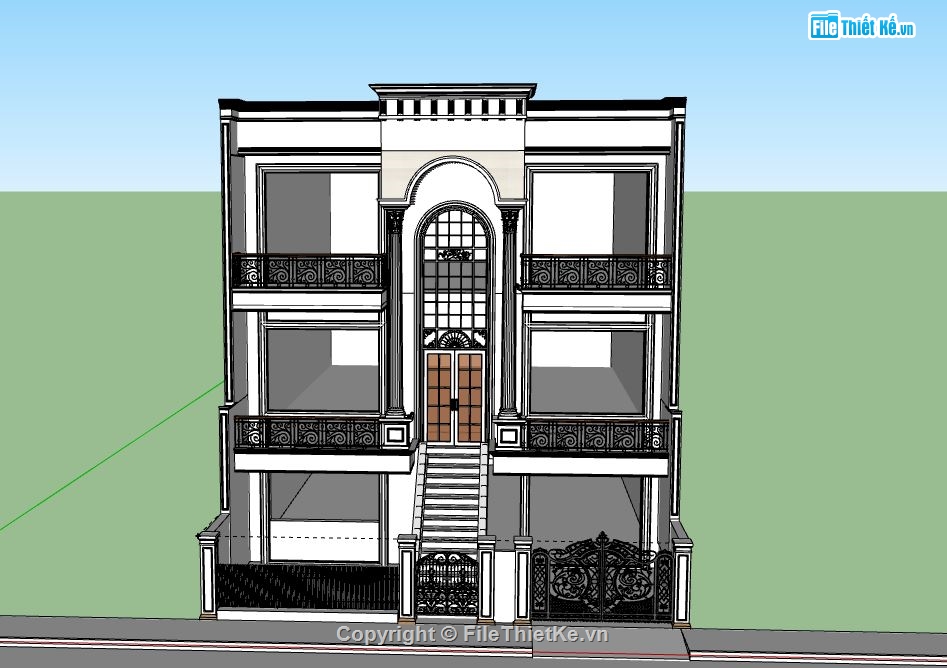 Biệt thự 3 tầng,model su biệt thự 3 tầng,biệt thự 3 tầng file su