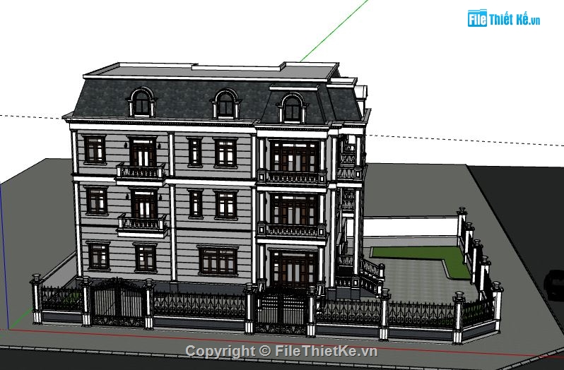 biệt thự 3 tầng,file sketchup biệt thự 3 tầng,biệt thự 3 tầng model su