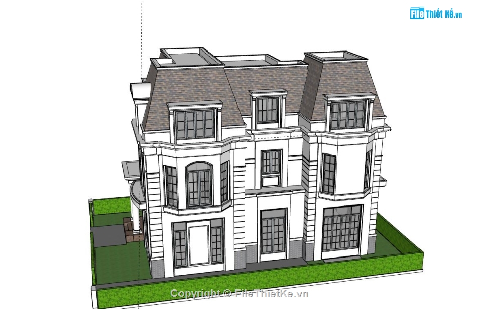 Biệt thự 3 tầng,model su biệt thự 3 tầng,biệt thự 3 tầng file su,sketchup biệt thự 3 tầng