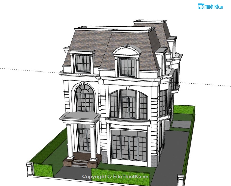 Biệt thự 3 tầng,model su biệt thự 3 tầng,biệt thự 3 tầng file su,sketchup biệt thự 3 tầng