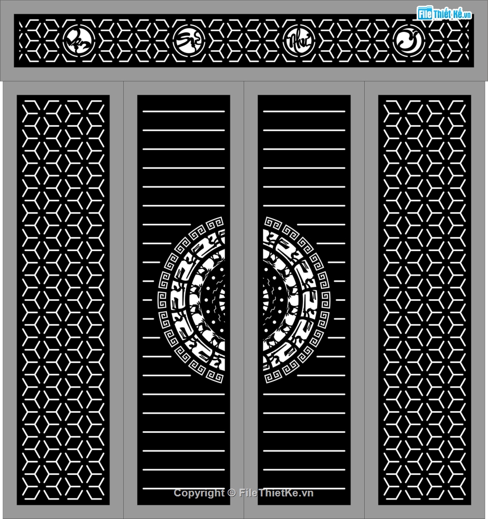 Cổng trống đồng file dxf,Cổng trống đồng đẹp,file dxf cổng trống đồng