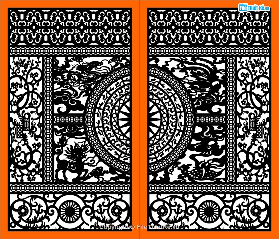File dxf Cổng CNC đẹp,cad cổng tứ linh cnc,file dxf cổng 2 cánh,cổng 2 cánh file dxf,cổng tứ linh cnc