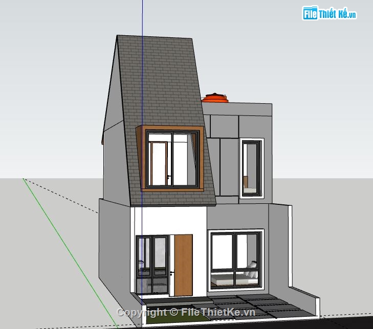 Nhà phố 2 tầng,model su nhà phố 2 tầng,file su nhà phố 2 tầng,sketchup nhà phố 2 tầng,nhà phố 2 tầng model su