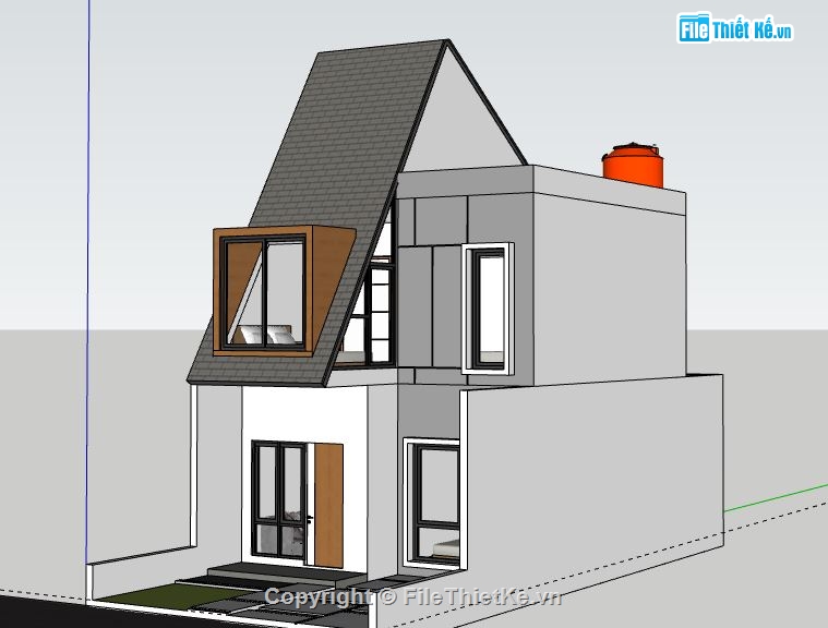 Nhà phố 2 tầng,model su nhà phố 2 tầng,file su nhà phố 2 tầng,sketchup nhà phố 2 tầng,nhà phố 2 tầng model su