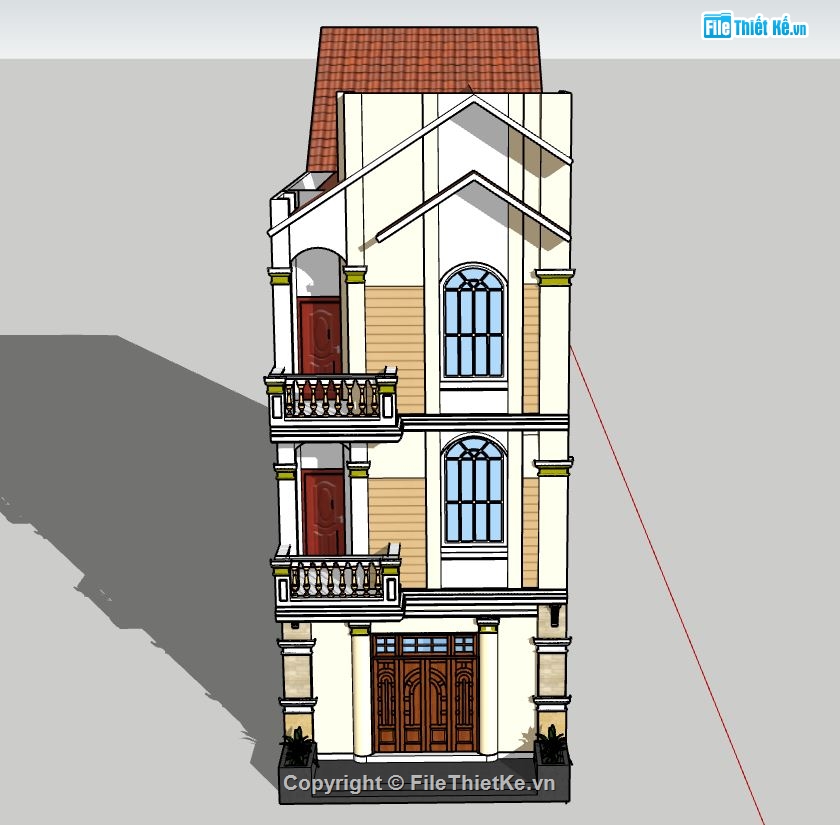 Nhà phố 3 tầng,file sketchup nhà phố 3 tầng,sketchup nhà phố 3 tầng,nhà phố 3 tầng sketchup,file su nhà phố 3 tầng