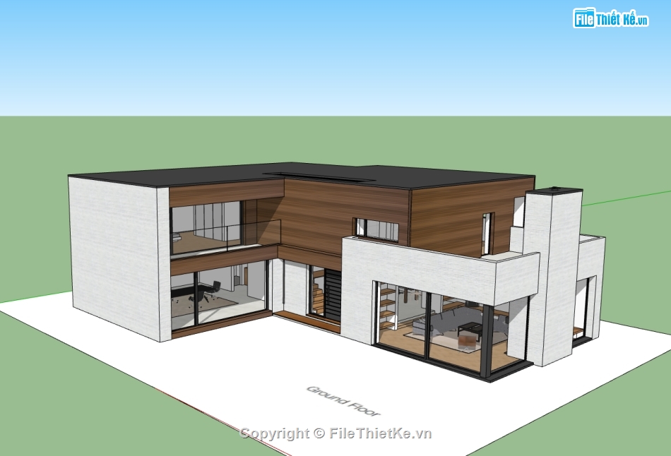 biệt thự 2 tầng,Sketchup biệt thự hiện đại,biệt thự hiện đại,model su biệt thự 2 tầng