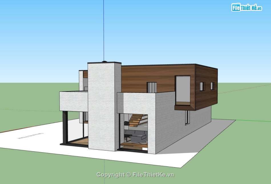 biệt thự 2 tầng,Sketchup biệt thự hiện đại,biệt thự hiện đại,model su biệt thự 2 tầng