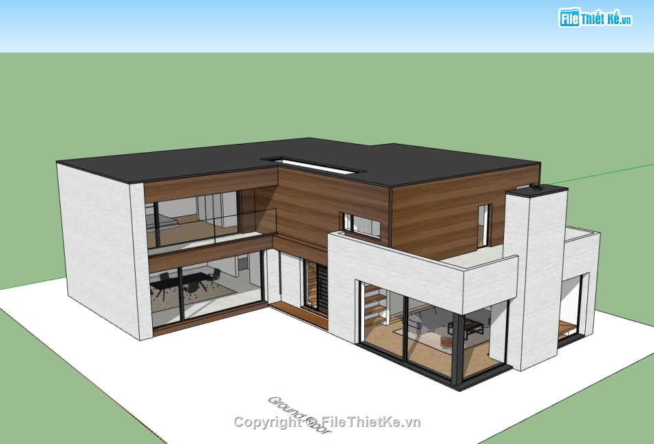 biệt thự 2 tầng,Sketchup biệt thự hiện đại,biệt thự hiện đại,model su biệt thự 2 tầng