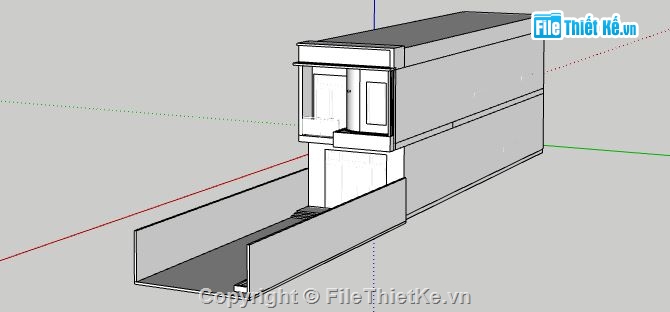 Model su nhà phố 2 tầng,Nhà phố 2 tầng 5.2x20m,File sketchup nhà phố 2 tầng,Nhà phố 2 tầng file su