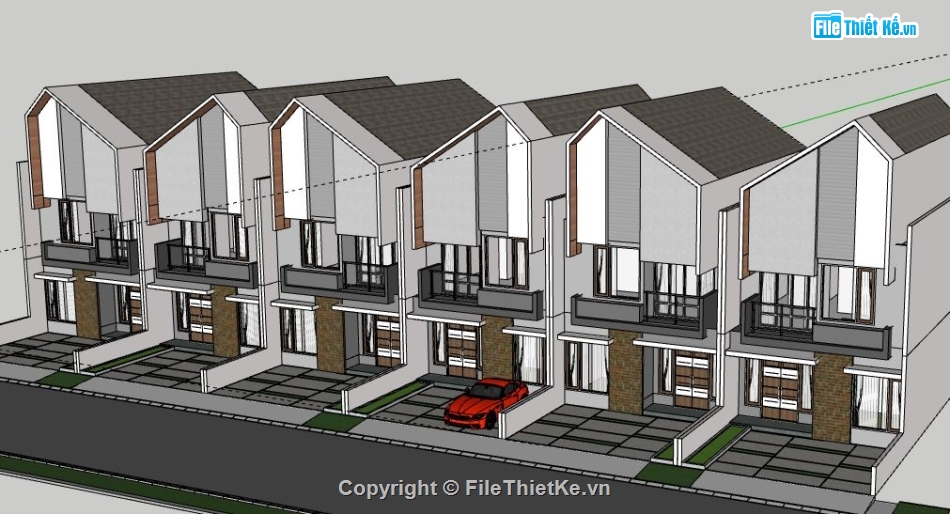 Nhà phố 2 tầng,model nhà phố 2 tầng,file su nhà phố 2 tầng,nhà phố 2 tầng file su,sketchup nhà phố 2 tầng