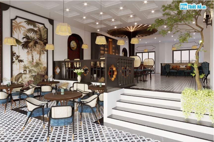 sketchup quán cafe,nội thất quán cafe,Nội thất quán cafe sketchup,Model su nội thất quán cafe