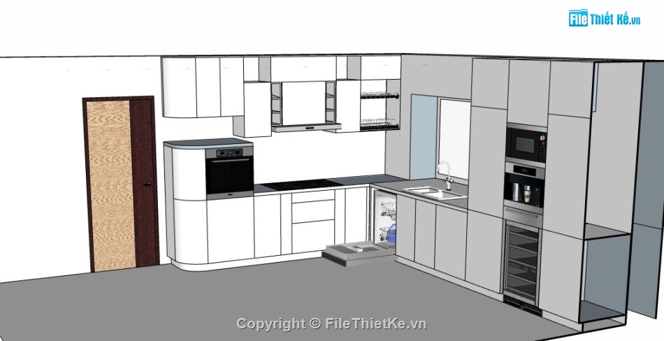 sketchup nội thất bếp,nội thất phòng bếp,sketchup nội thất phòng bếp