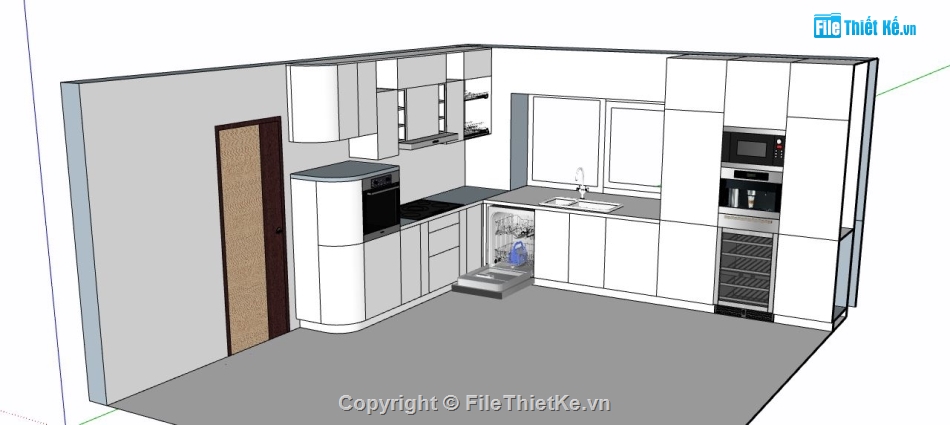 sketchup nội thất bếp,nội thất phòng bếp,sketchup nội thất phòng bếp