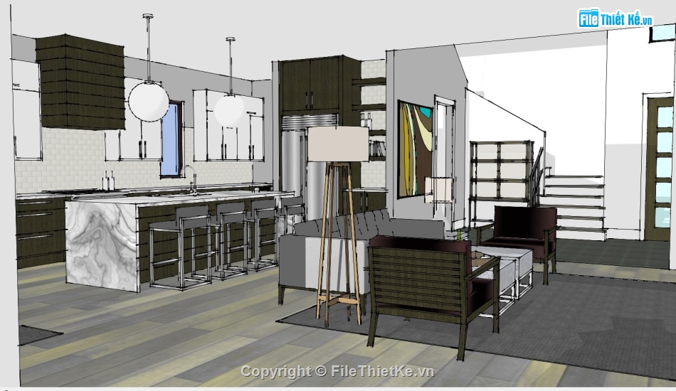 nội thất phòng bếp,su nội thất phòng bếp,sketchup nội thất phòng bếp