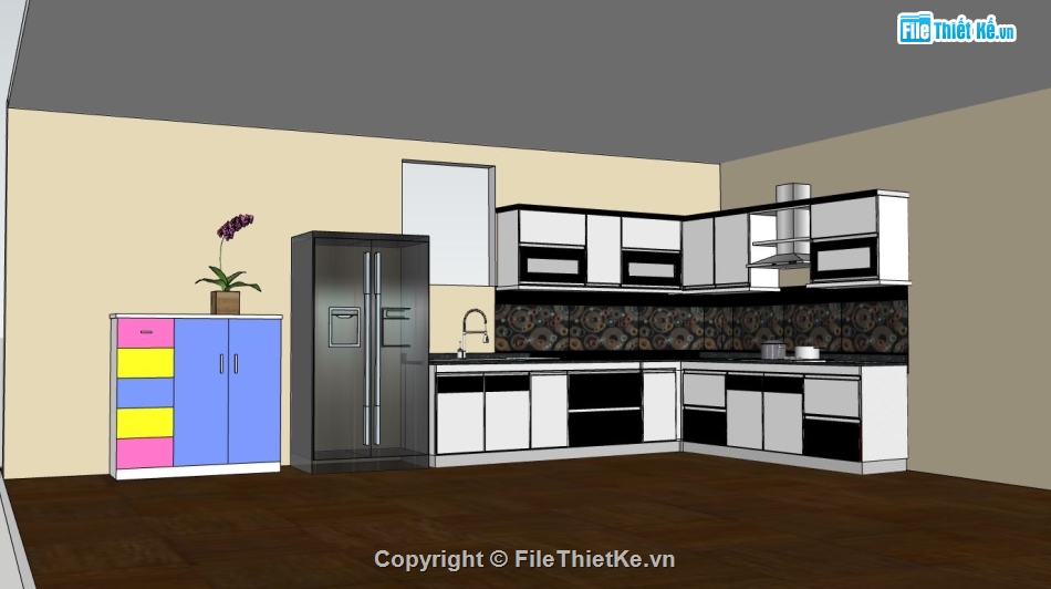 nội thất phòng bếp,nội thất phòng bếp su,su nội thất bếp,sketchup nội thất phòng bếp