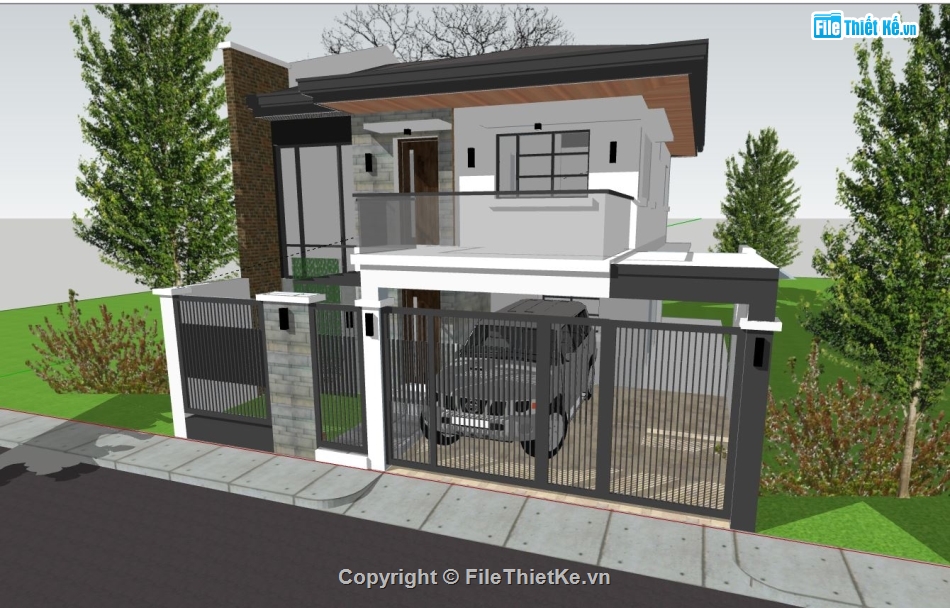 biệt thự 2 tầng,su biệt thự 2 tầng,sketchup biệt thự 2 tầng,file sketchup biệt thự 2 tầng