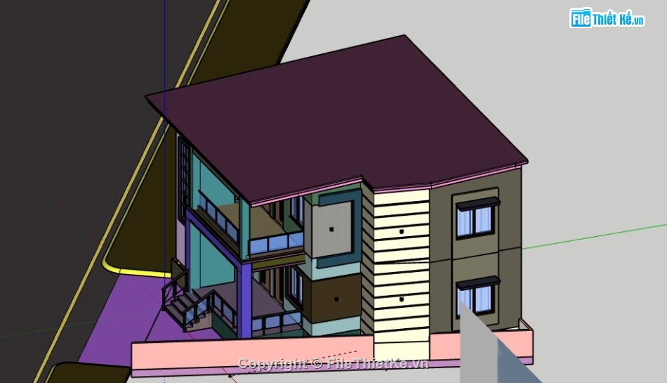 Biệt thự 2 tầng,model su biệt thự 2 tầng,sketchup biệt thự 2 tầng,biệt thự 2 tầng model su