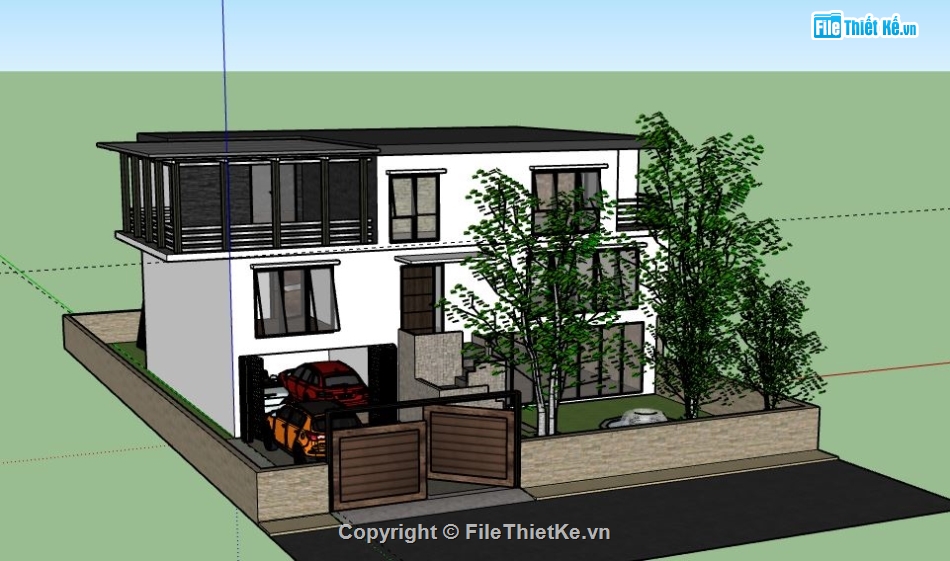 Biệt thự 3 tầng,model su biệt thự 3 tầng,sketchup biệt thự 3 tầng