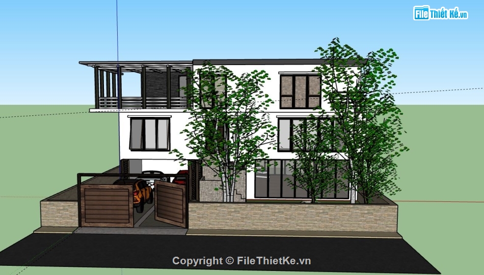 Biệt thự 3 tầng,model su biệt thự 3 tầng,sketchup biệt thự 3 tầng