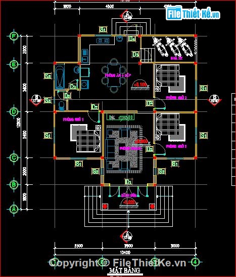 dự toán nhà ở,kiến trúc nhà ở,nhà ở 10.4x12.8m,kết cấu nhà ở