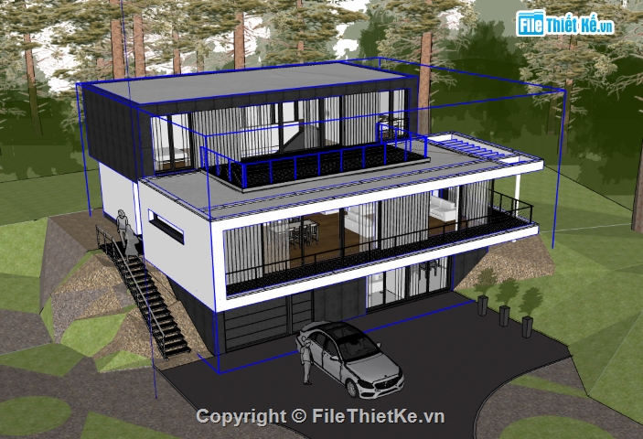 biệt thự 3 tầng,file su  biệt thự 3 tầng,model su  biệt thự 3 tầng,sketchup biệt thự 3 tầng