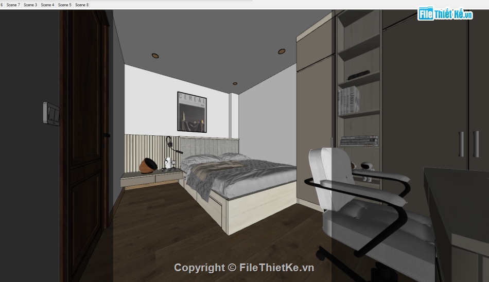 Dựng Phòng ngủ 3D,Phòng ngủ  file Sketchup,file sketchup phòng ngủ,sketchup phòng ngủ