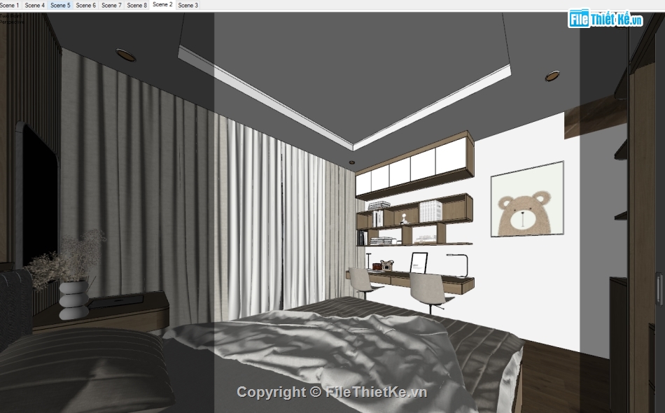 Dựng Phòng ngủ 3D,Phòng ngủ  file Sketchup,file sketchup phòng ngủ,sketchup phòng ngủ
