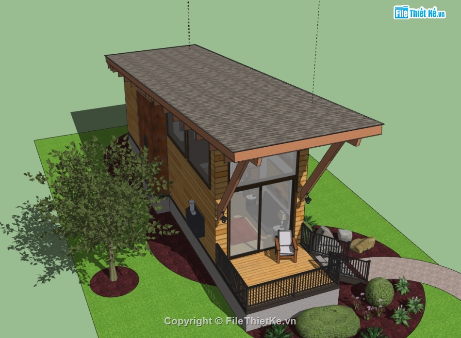 3d nhà bungalow,file su nhà bungalow,file sketchup nhà bungalow,model su nhà bungalow