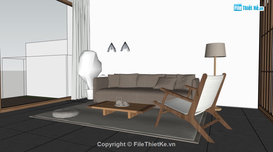 nội thất căn hộ,file sketchup căn hộ,nội thất khách bếp