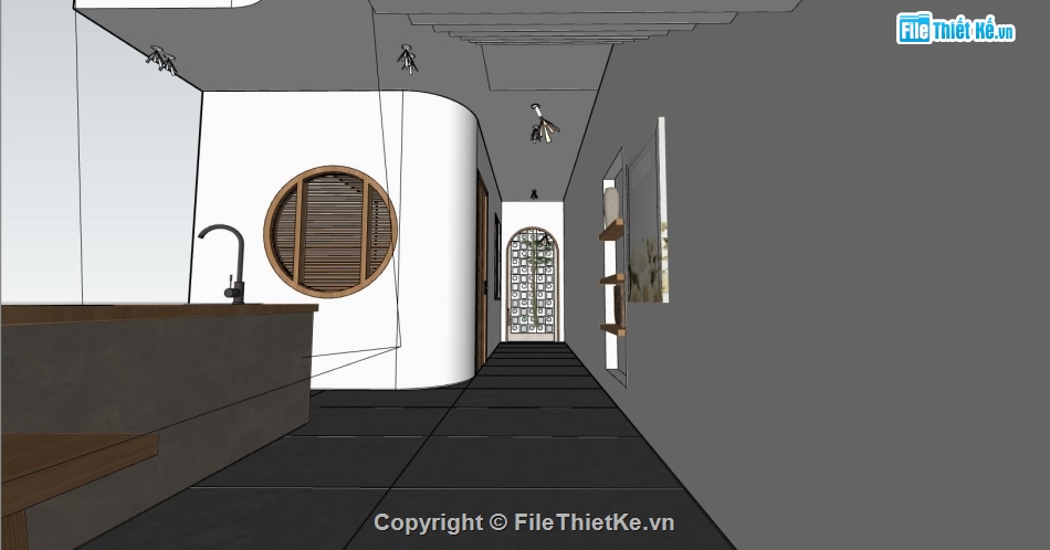 nội thất căn hộ,file sketchup căn hộ,nội thất khách bếp