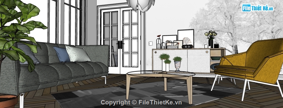 nội thất phòng khách,file sketchup phòng khách đẹp,mẫu su phòng khách,phòng khách hiện đại,phòng khách 3d