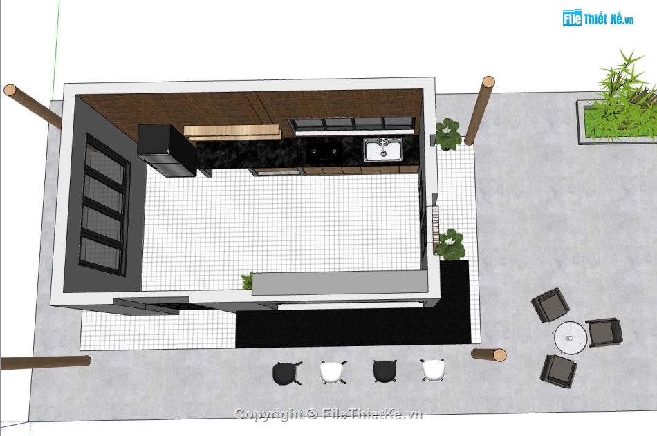 quán nước sketchup,mẫu quán nước đẹp,model su quán nước