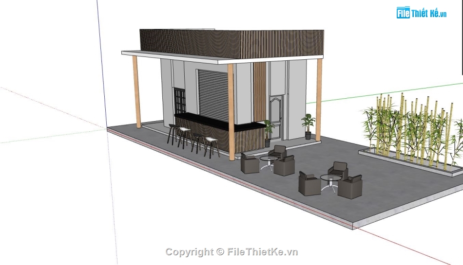 quán nước sketchup,mẫu quán nước đẹp,model su quán nước