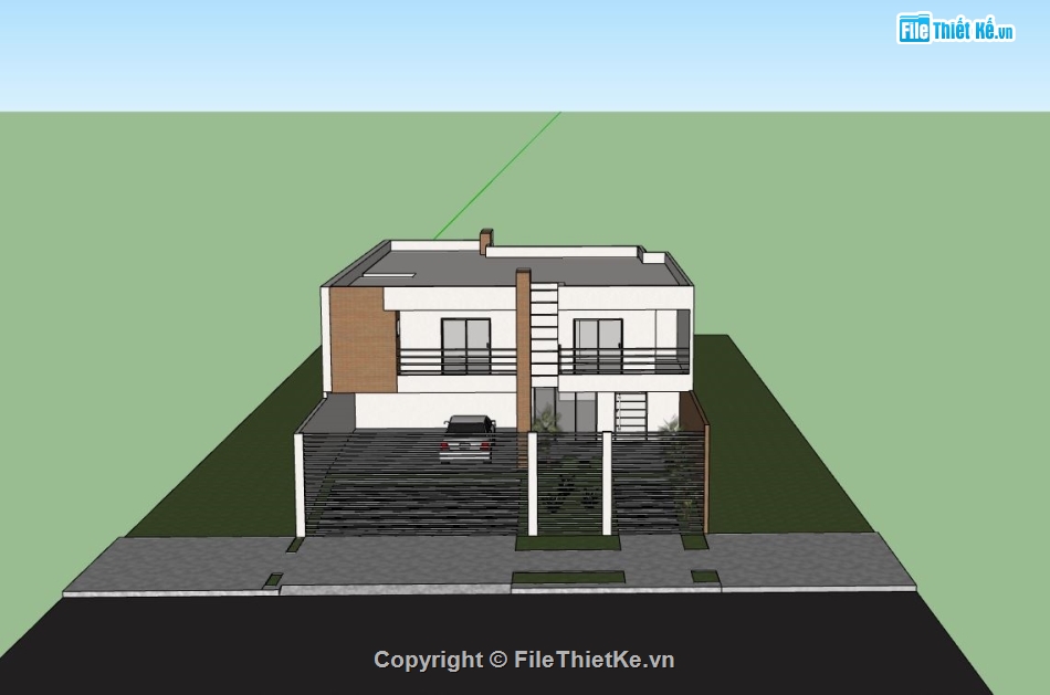 biệt thự 2 tầng,biệt thự sketchup,sketchup biệt thự 2 tầng,phối cảnh biệt thự 2 tầng,mẫu biệt thự 2 tầng đẹp